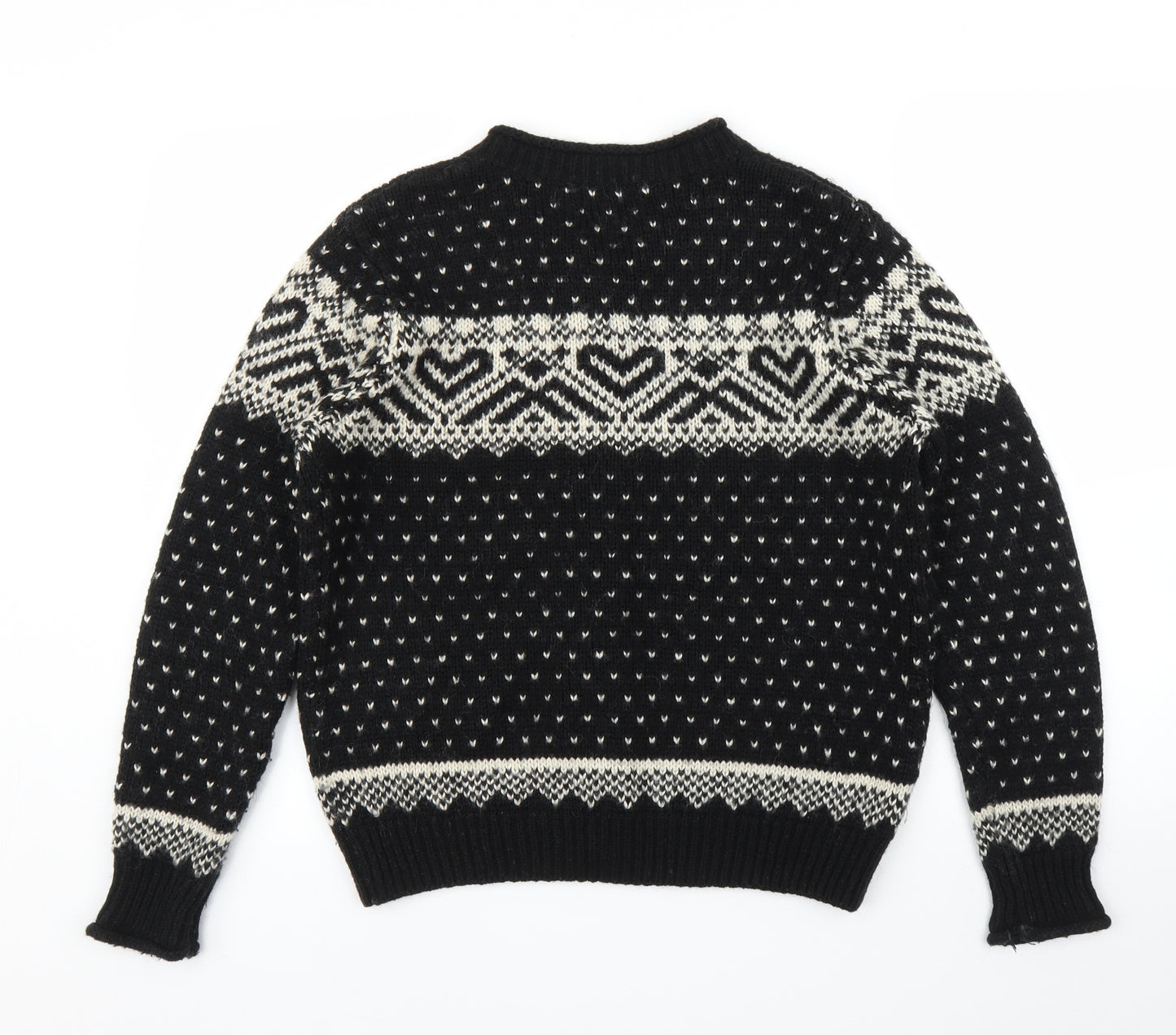 Papaya Womens Black Fair Isle  Pullover Jumper Size 14
