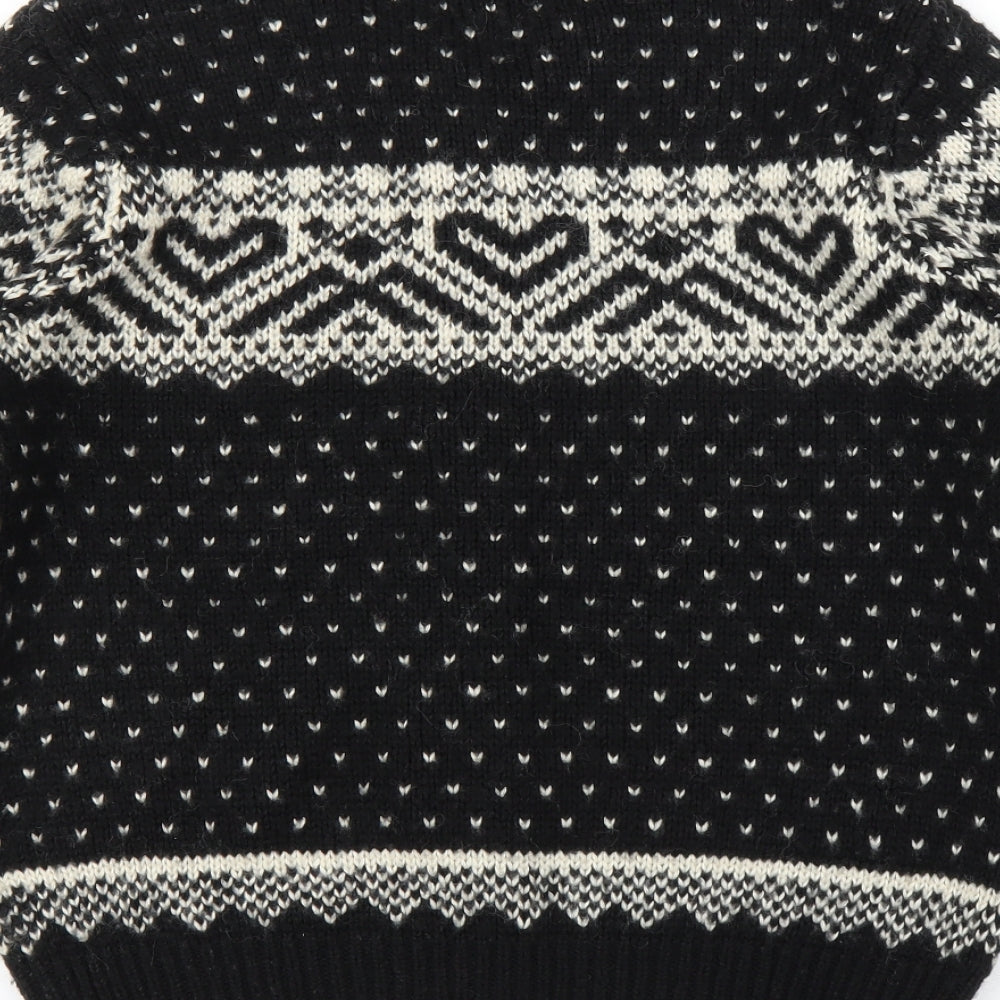 Papaya Womens Black Fair Isle  Pullover Jumper Size 14