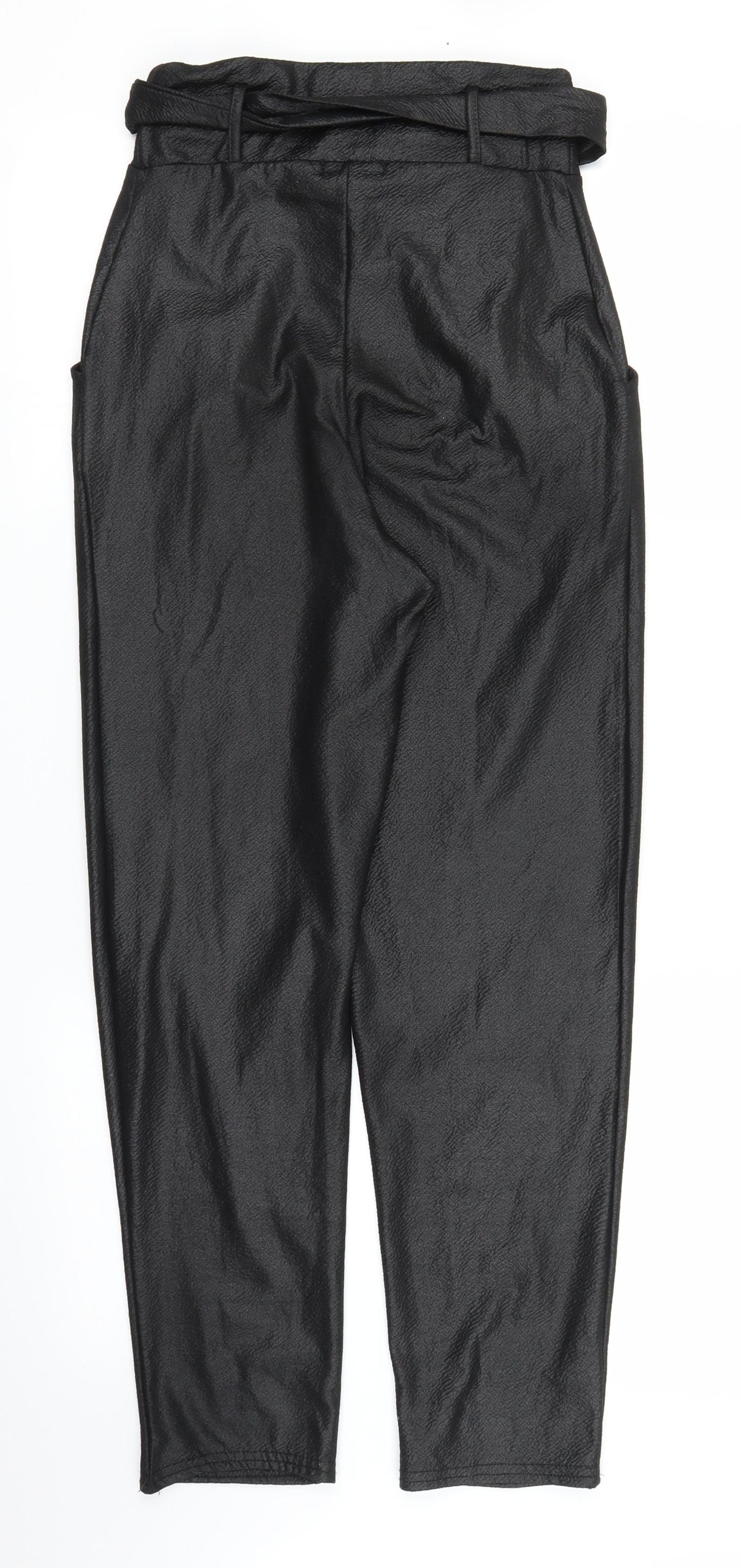 PRETTYLITTLETHING Womens Black   Carrot Trousers Size 6 L25 in