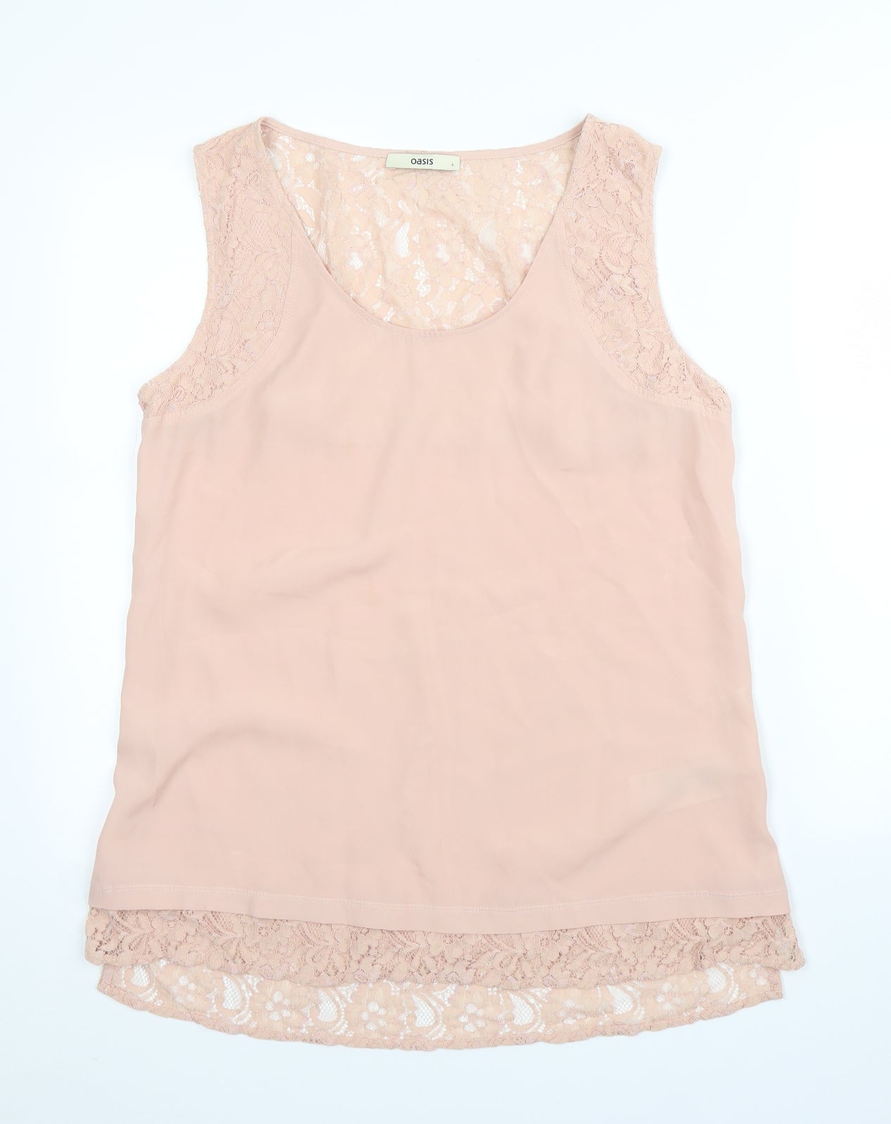 Oasis Womens Pink Floral  Basic Blouse Size L