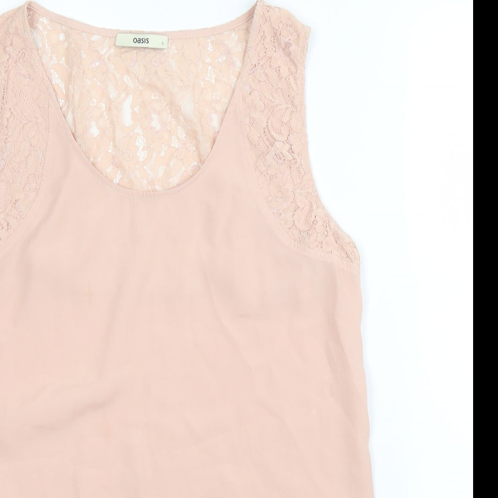 Oasis Womens Pink Floral  Basic Blouse Size L