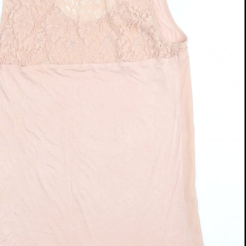Oasis Womens Pink Floral  Basic Blouse Size L