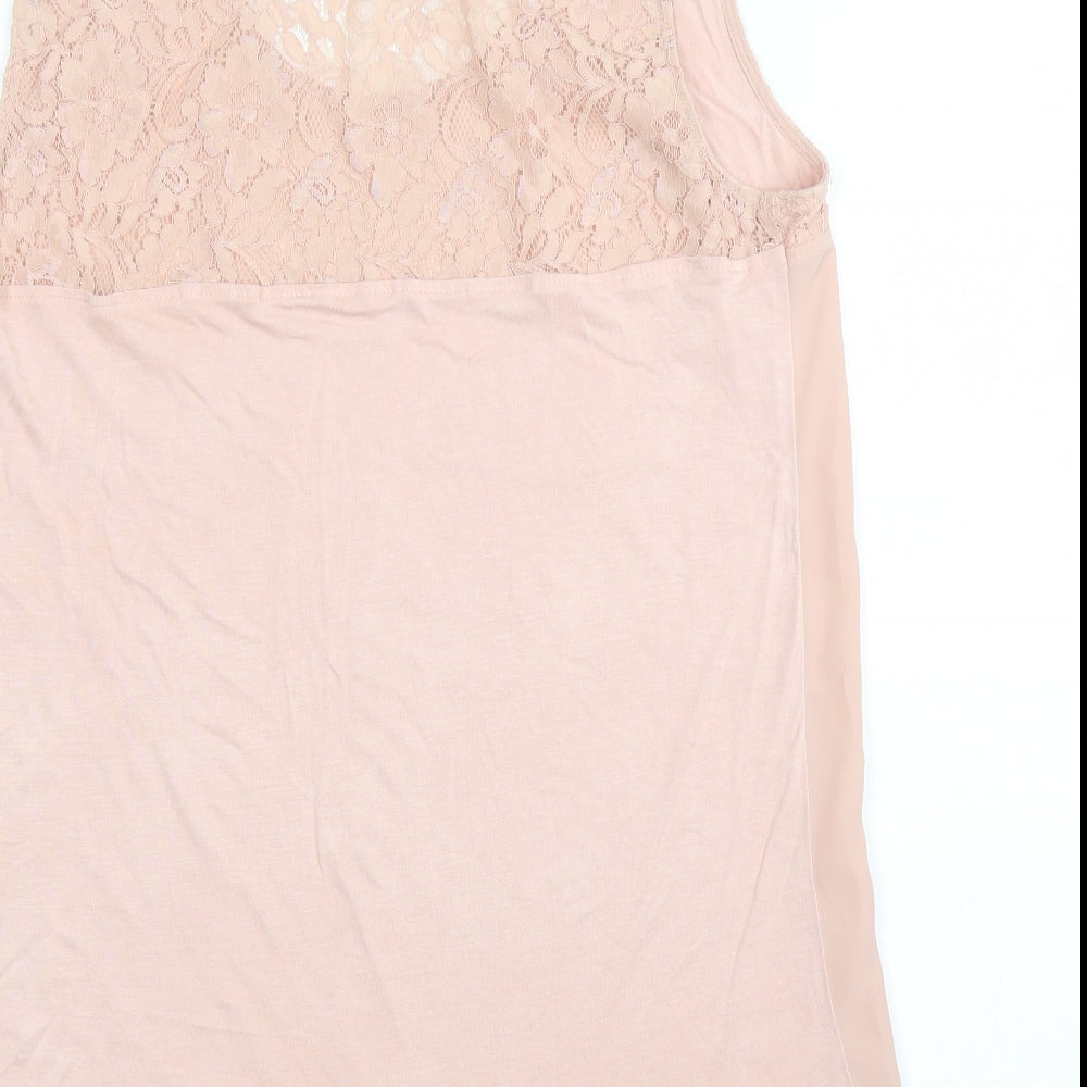 Oasis Womens Pink Floral  Basic Blouse Size L