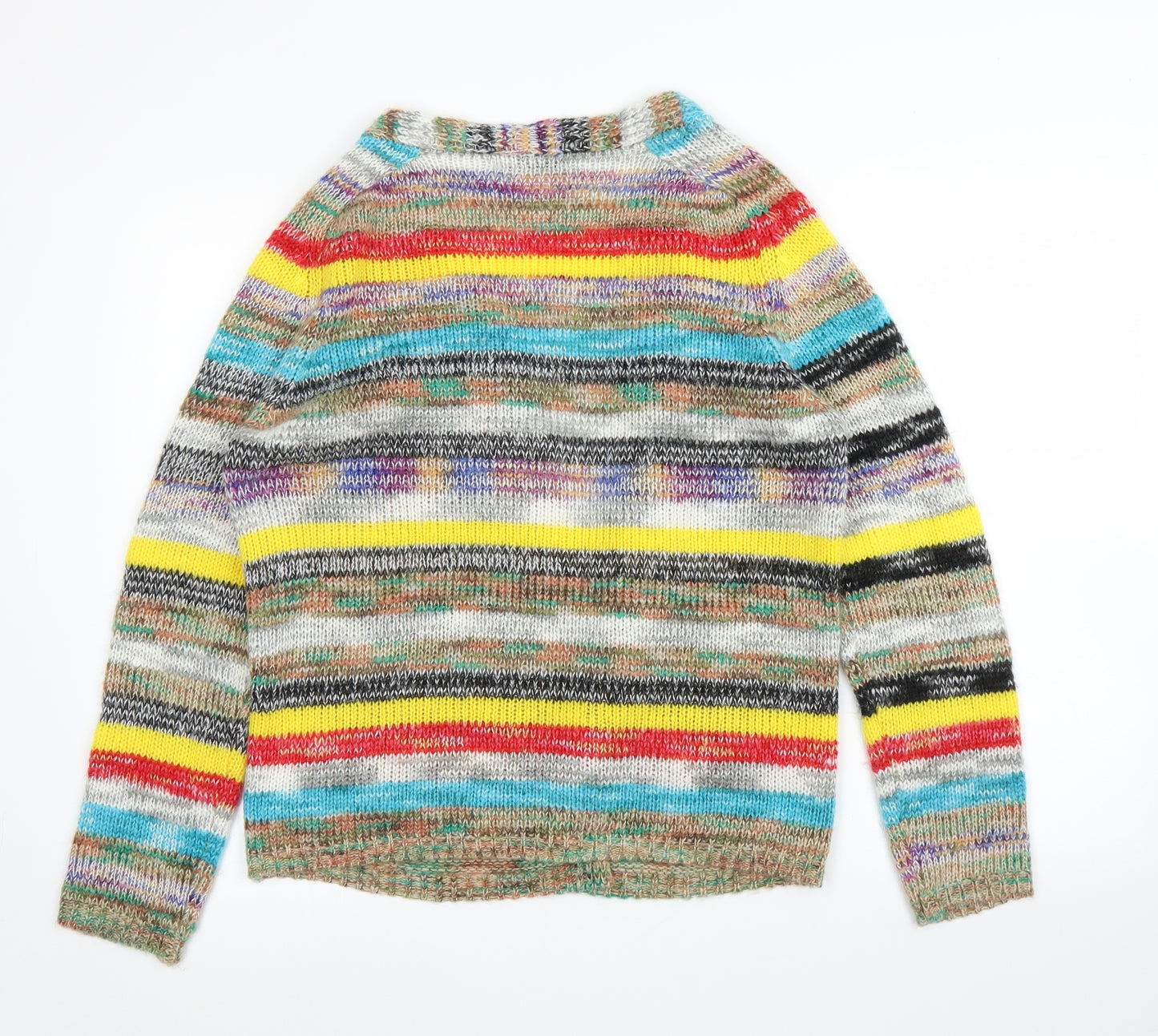 Miss Look Womens Multicoloured Striped  Cardigan Jumper Size L