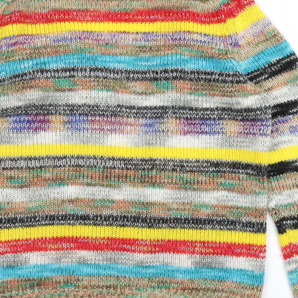 Miss Look Womens Multicoloured Striped  Cardigan Jumper Size L