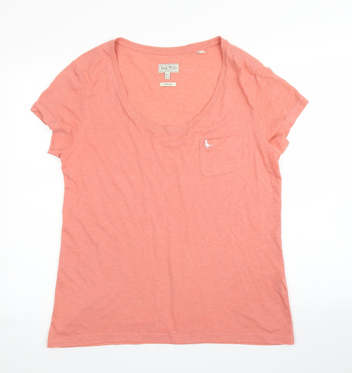Jack Wills Womens Pink Basic T-Shirt Size 4