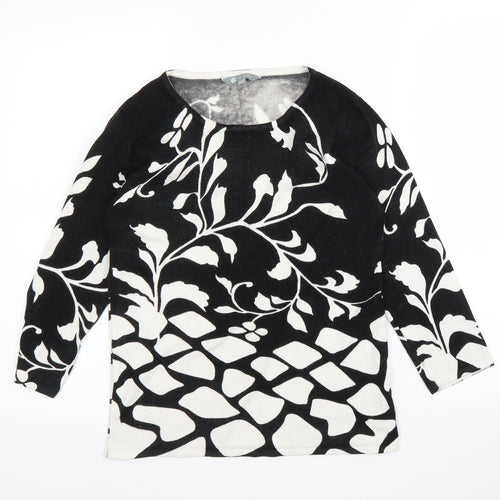 Mia Moda Womens Black Floral  Basic Blouse Size S