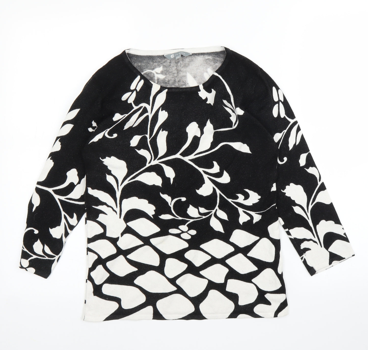 Mia Moda Womens Black Floral  Basic Blouse Size S