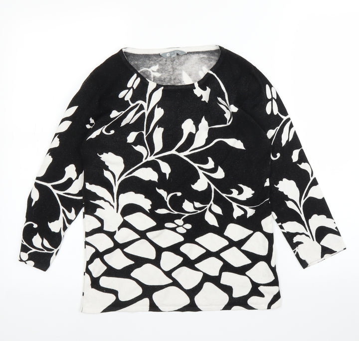 Mia Moda Womens Black Floral  Basic Blouse Size S