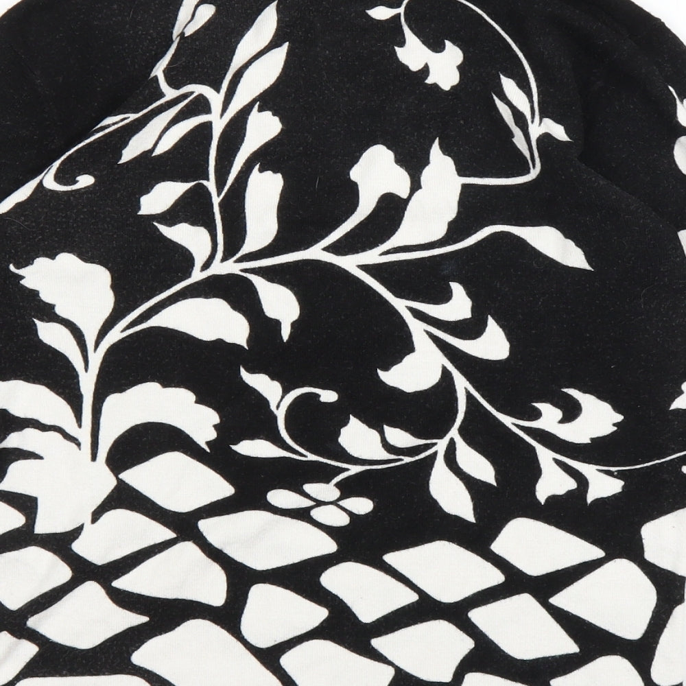 Mia Moda Womens Black Floral  Basic Blouse Size S