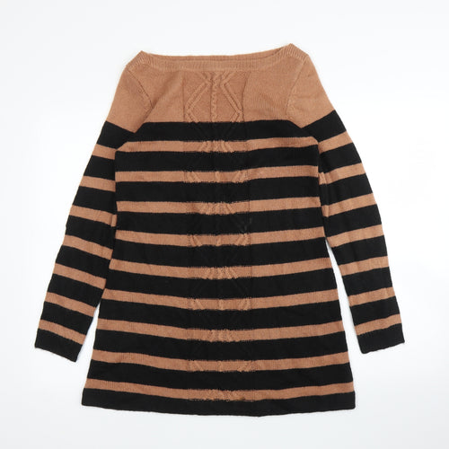 Wallis Womens Brown Striped  Pullover Jumper Size M