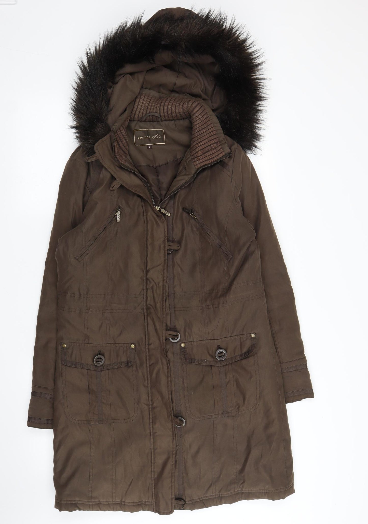 Per Una Womens Brown   Parka Coat Size S