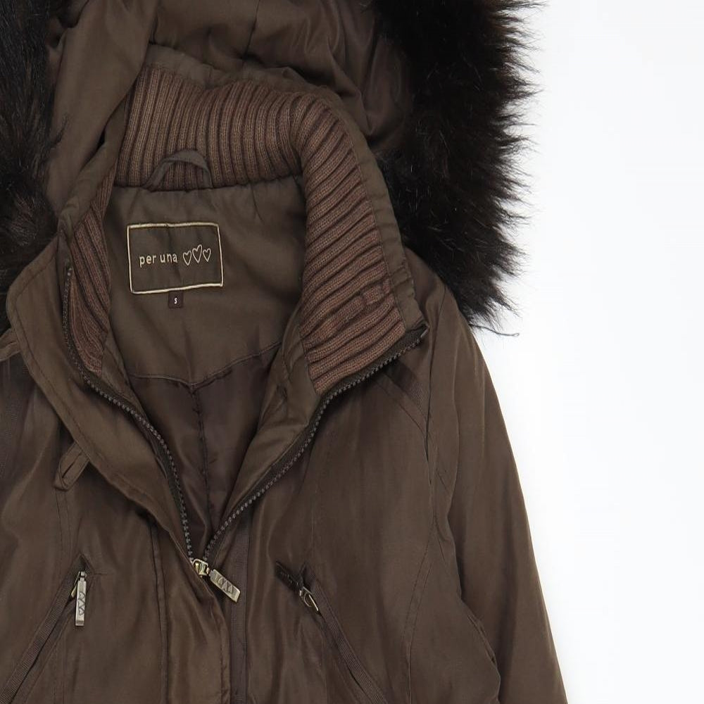 Per Una Womens Brown   Parka Coat Size S