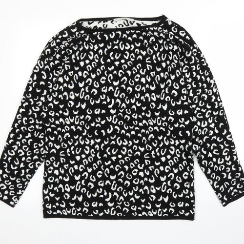 George Womens Black Animal Print  Pullover Jumper Size M