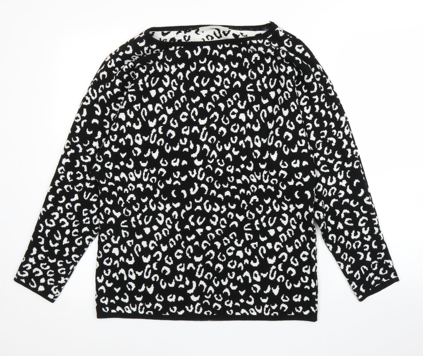 George Womens Black Animal Print  Pullover Jumper Size M
