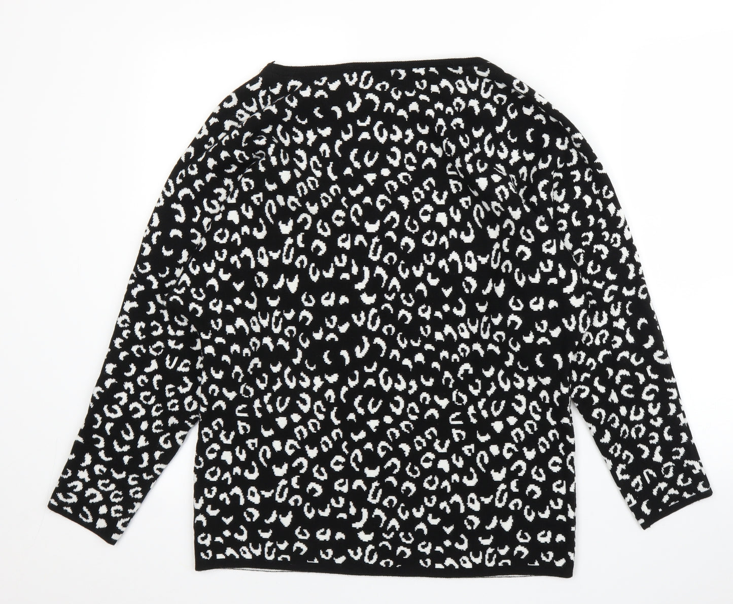 George Womens Black Animal Print  Pullover Jumper Size M