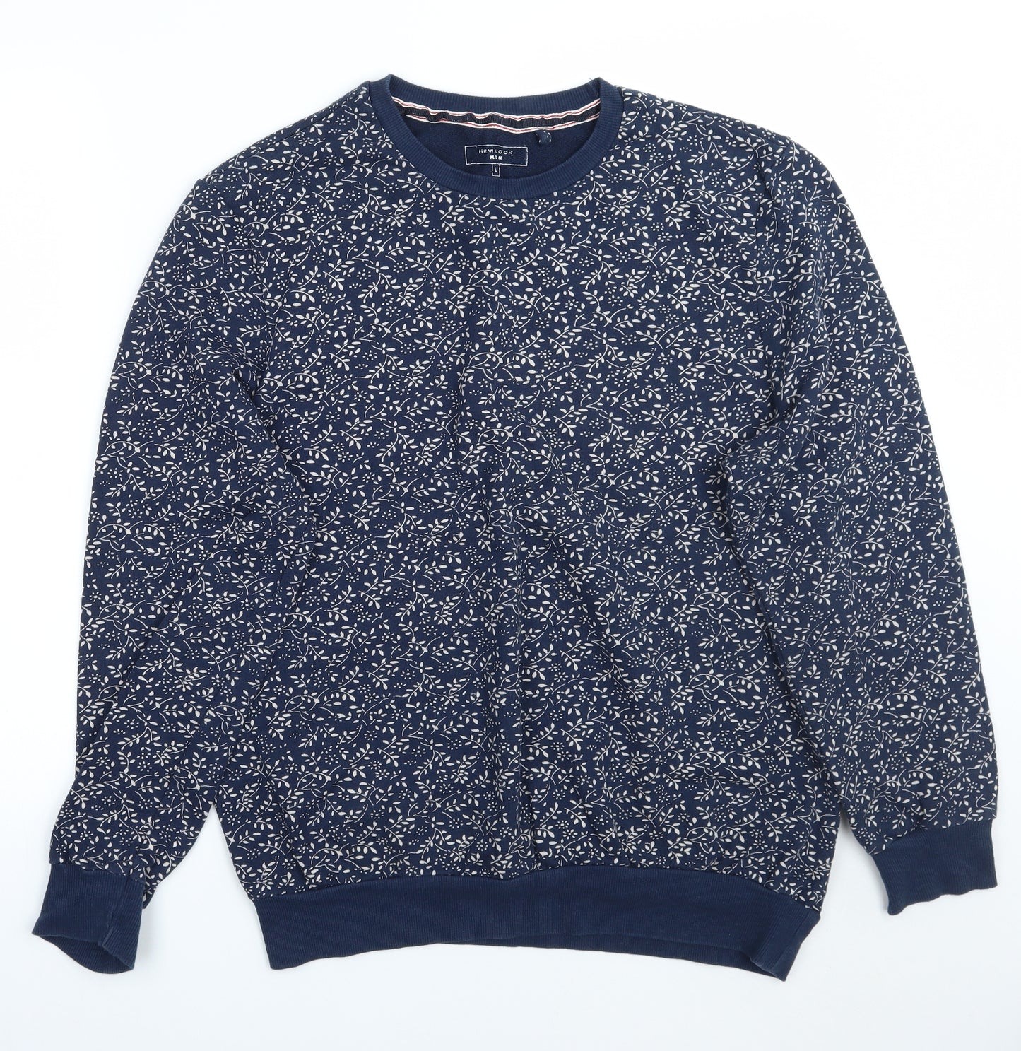 Newlook Mens Blue Floral  Pullover Jumper Size L