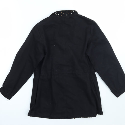 Happy star Womens Black Floral  Jacket Coat Size 8