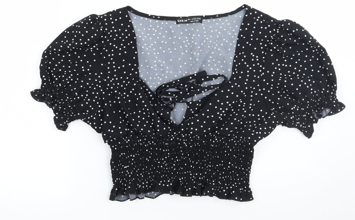 SheIn Womens Black Polka Dot  Basic Blouse Size L