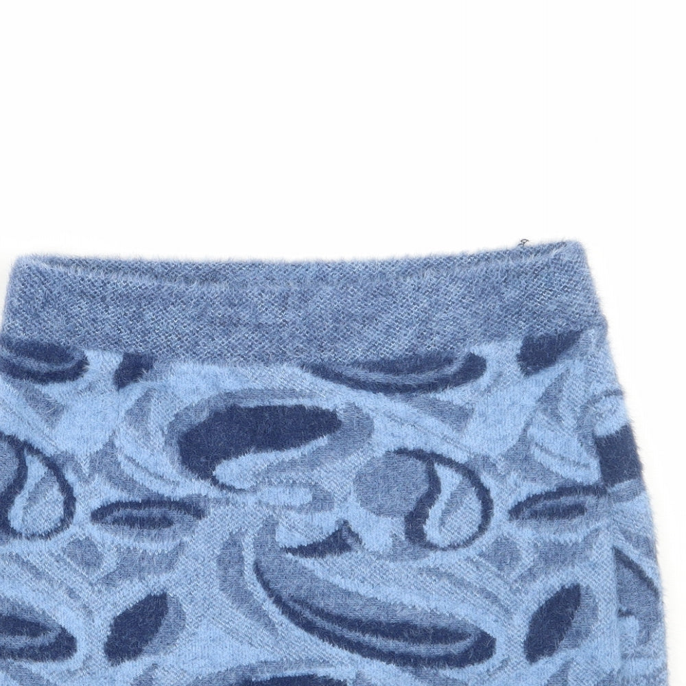 Zara Womens Blue Geometric  A-Line Skirt Size M