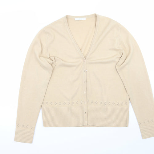 Marks and Spencer Womens Beige   Cardigan Jumper Size 14