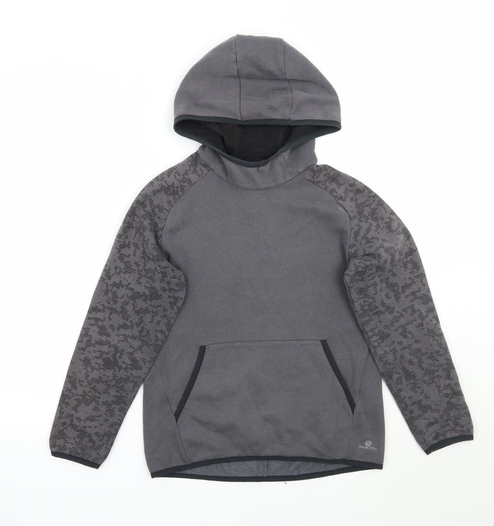 DECATHLON Girls Grey   Pullover Hoodie Size 10 Years