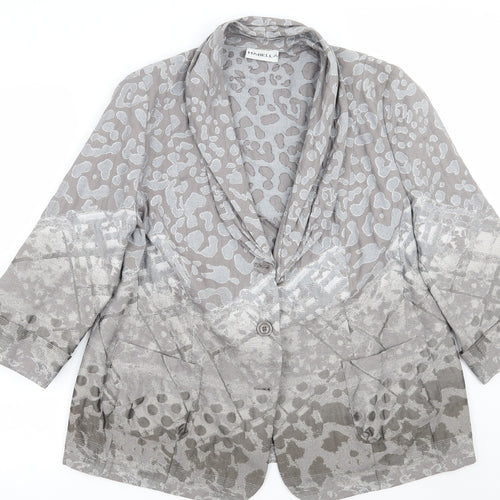 Habella Womens Grey Animal Print  Jacket Suit Jacket Size 18