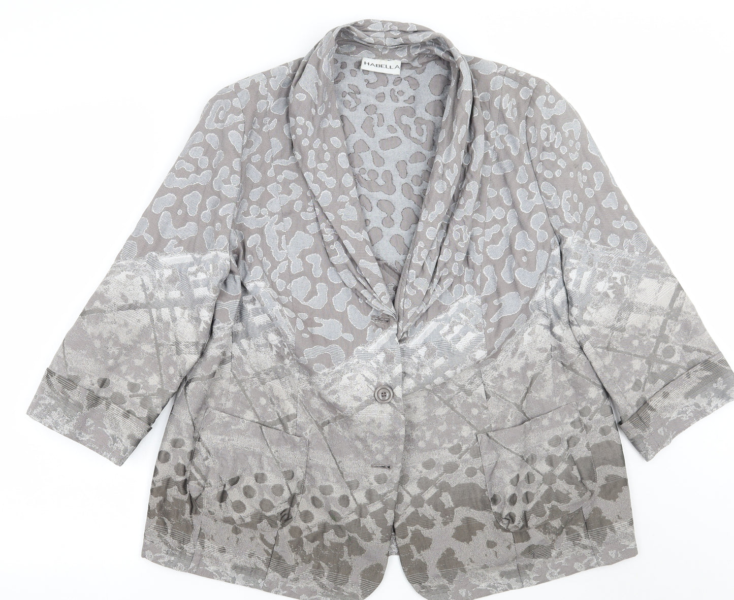 Habella Womens Grey Animal Print  Jacket Suit Jacket Size 18