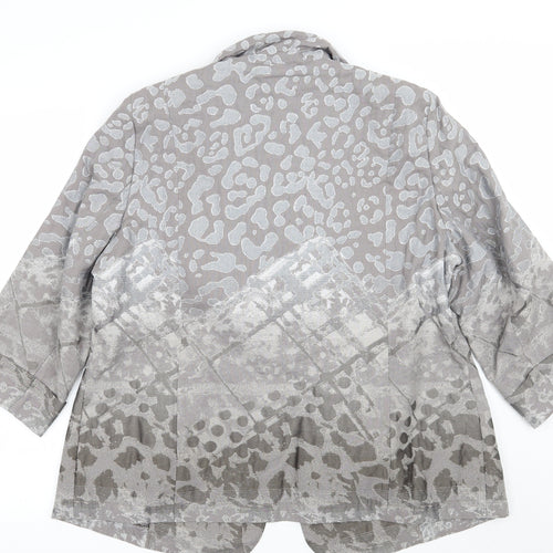 Habella Womens Grey Animal Print  Jacket Suit Jacket Size 18