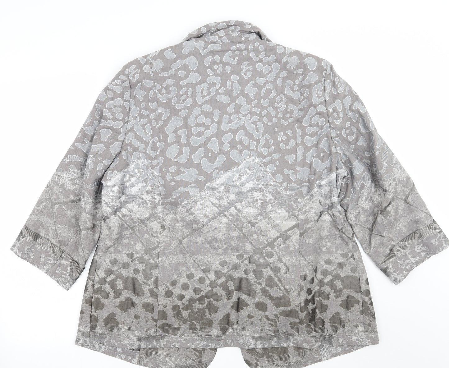 Habella Womens Grey Animal Print  Jacket Suit Jacket Size 18