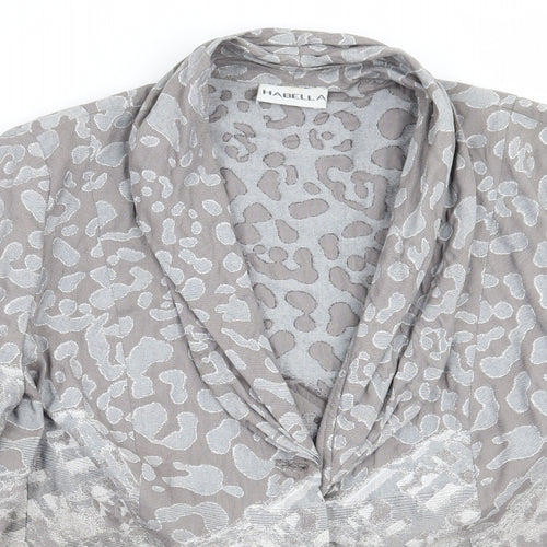 Habella Womens Grey Animal Print  Jacket Suit Jacket Size 18