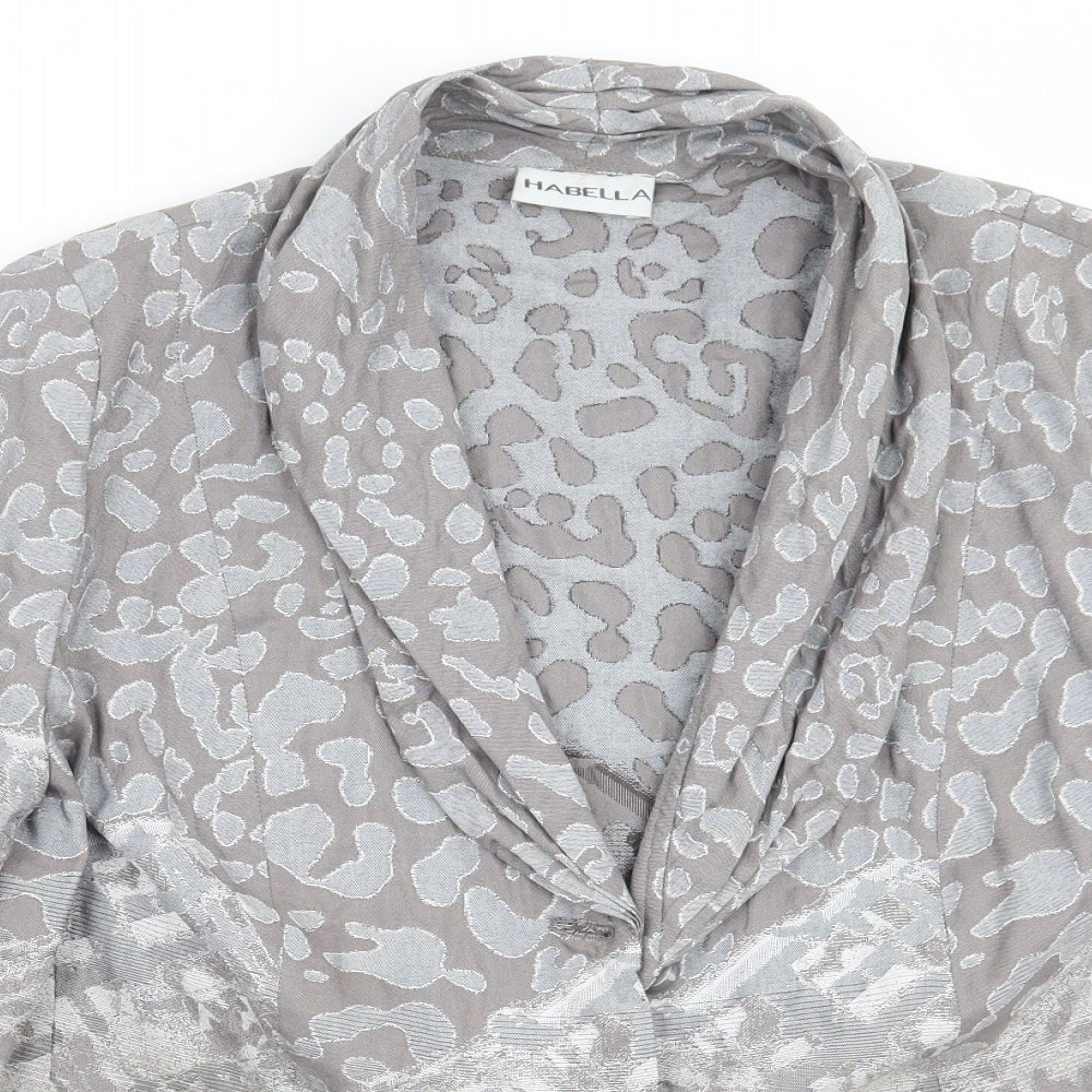Habella Womens Grey Animal Print  Jacket Suit Jacket Size 18