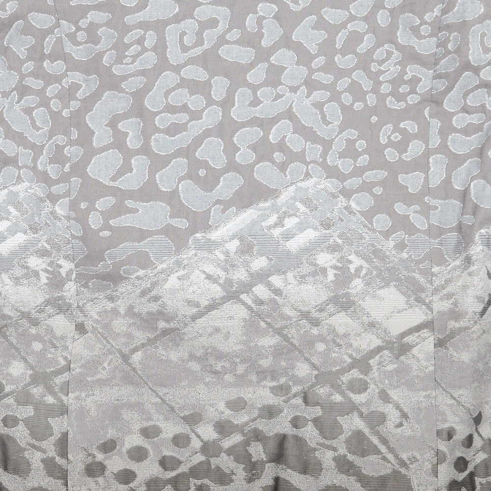 Habella Womens Grey Animal Print  Jacket Suit Jacket Size 18