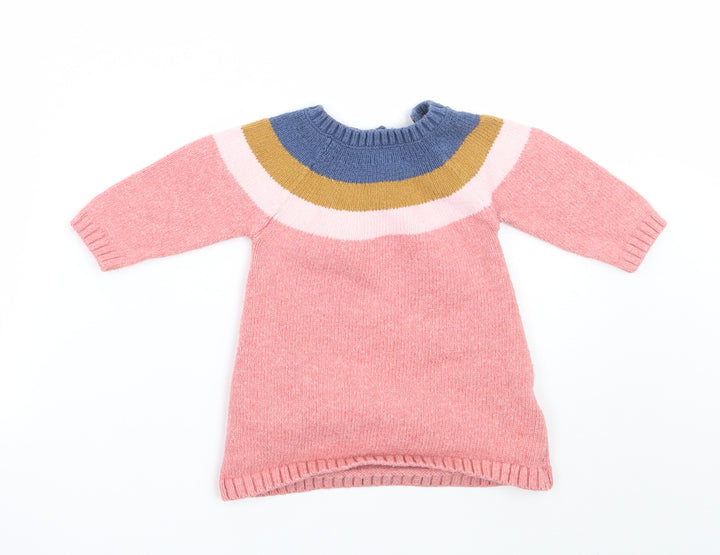 Marks and Spencer Girls Pink Striped  Jumper Dress  Size 6-9 Months