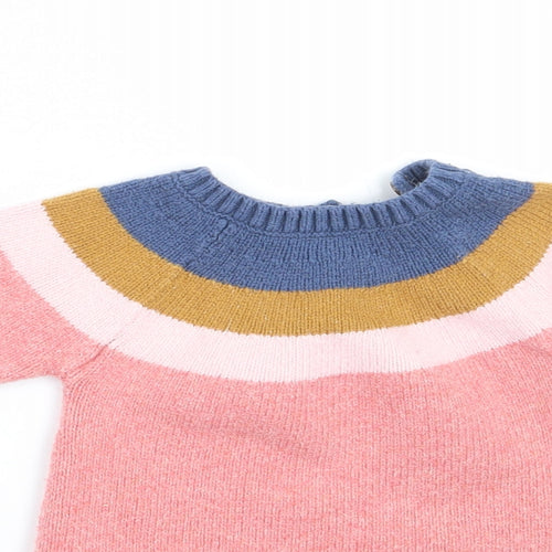 Marks and Spencer Girls Pink Striped  Jumper Dress  Size 6-9 Months