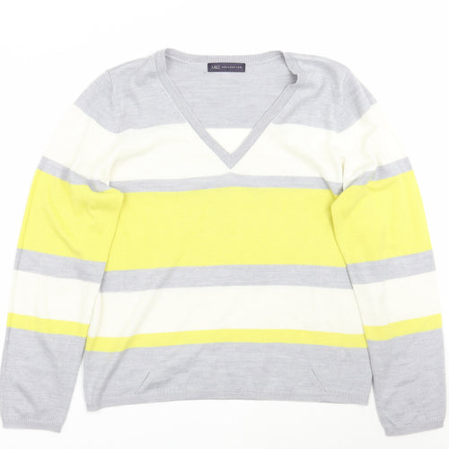 Marks and Spencer Womens Grey Striped  Pullover Jumper Size 14