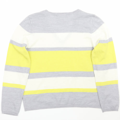 Marks and Spencer Womens Grey Striped  Pullover Jumper Size 14