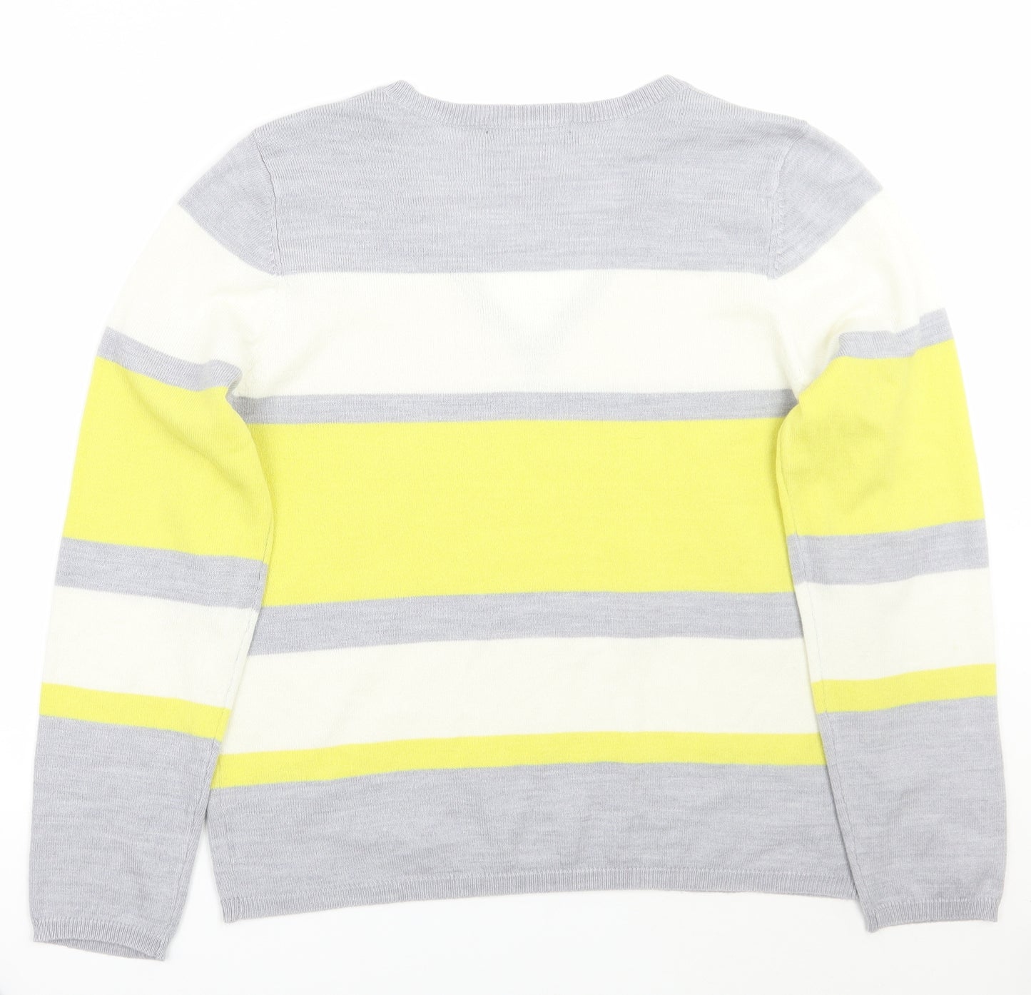 Marks and Spencer Womens Grey Striped  Pullover Jumper Size 14