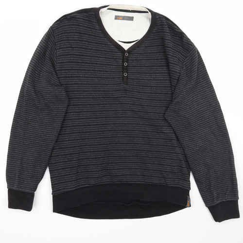 BHS Mens Grey Striped  Pullover Jumper Size L