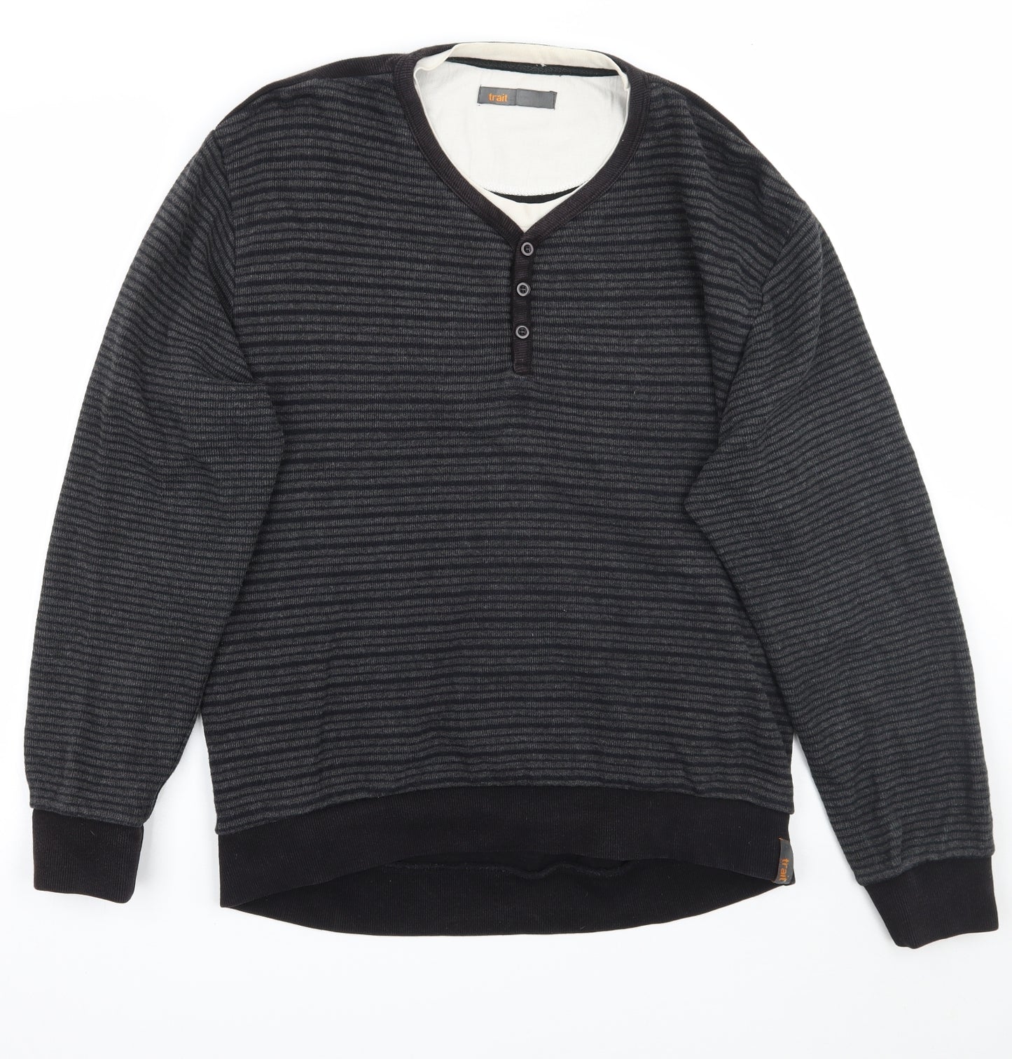 BHS Mens Grey Striped  Pullover Jumper Size L