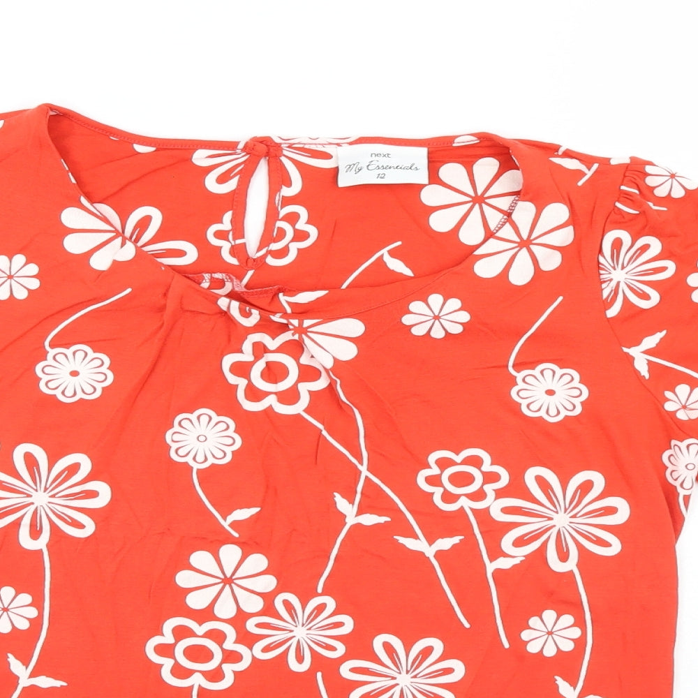 NEXT Womens Red Floral  Basic T-Shirt Size 12