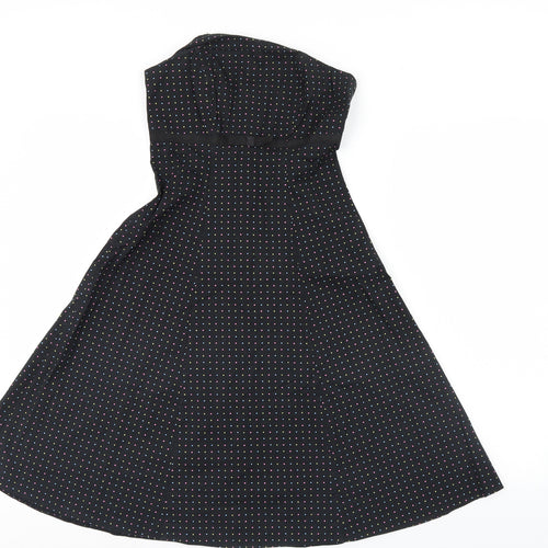 New Look Womens Black Polka Dot  A-Line  Size 8