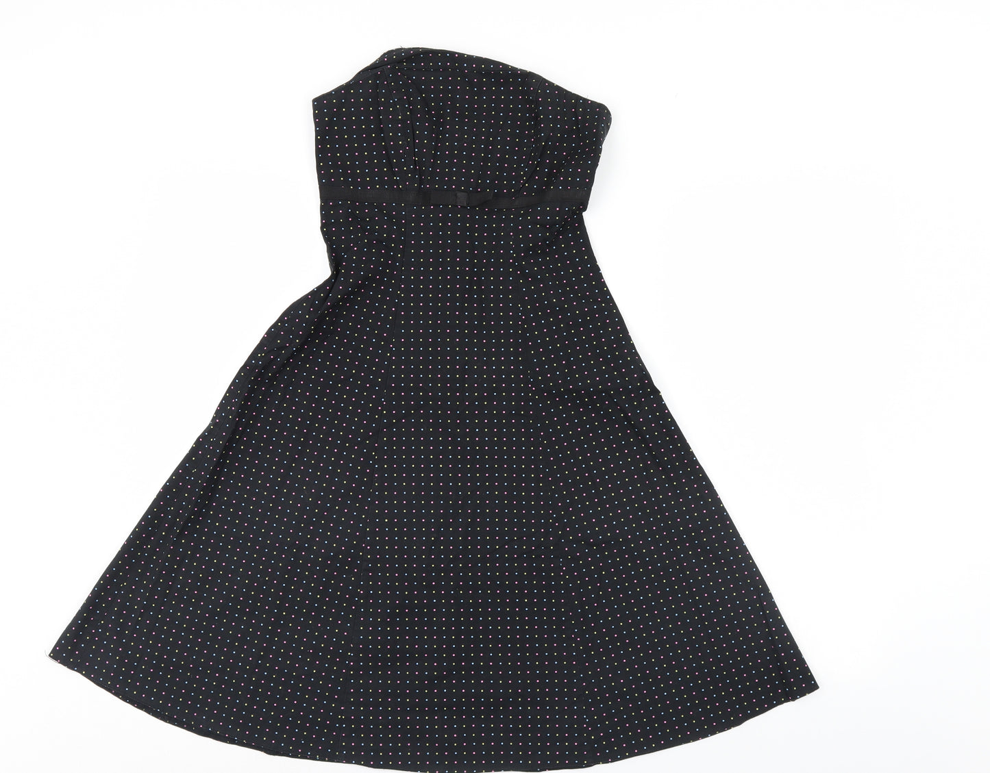 New Look Womens Black Polka Dot  A-Line  Size 8