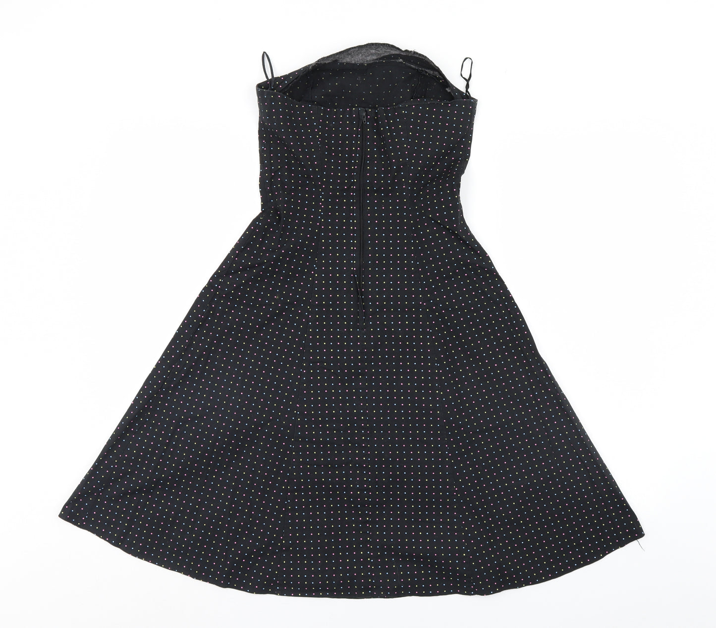 New Look Womens Black Polka Dot  A-Line  Size 8