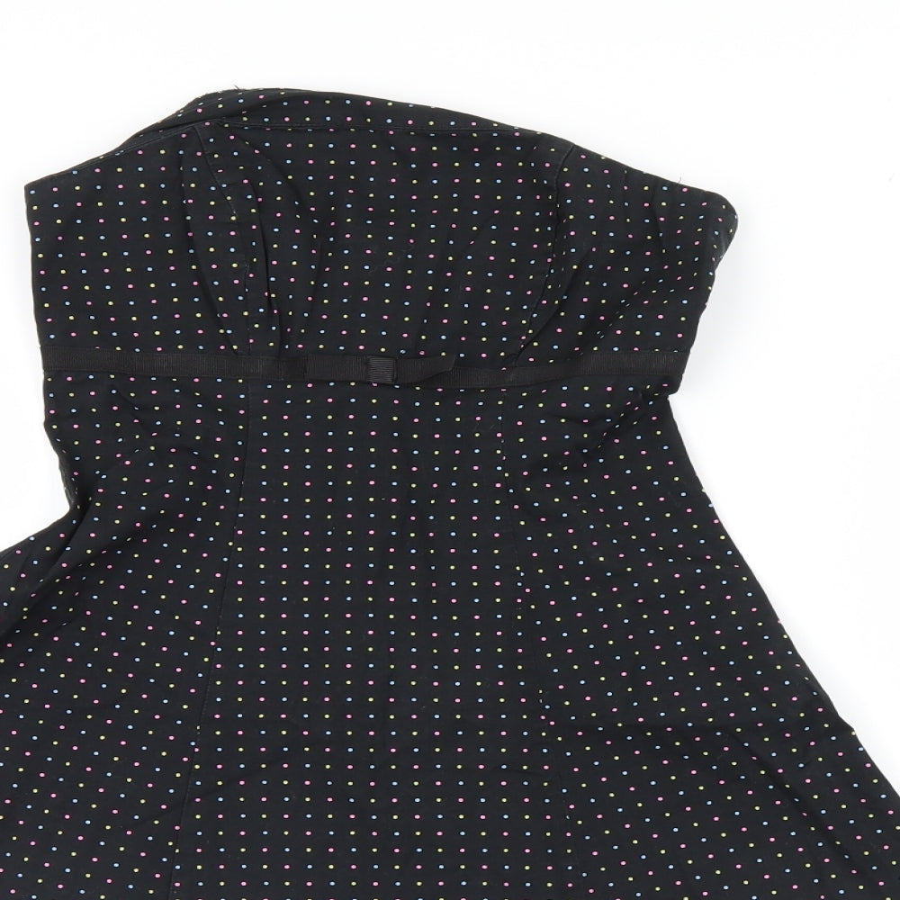 New Look Womens Black Polka Dot  A-Line  Size 8