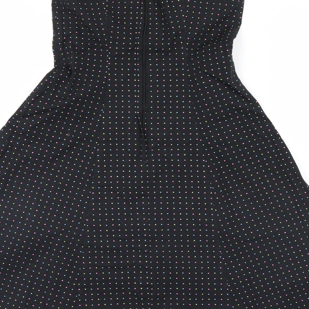 New Look Womens Black Polka Dot  A-Line  Size 8
