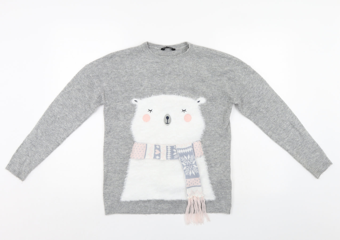 Peacocks Womens Grey   Pullover Jumper Size S  - Christmas jumper
