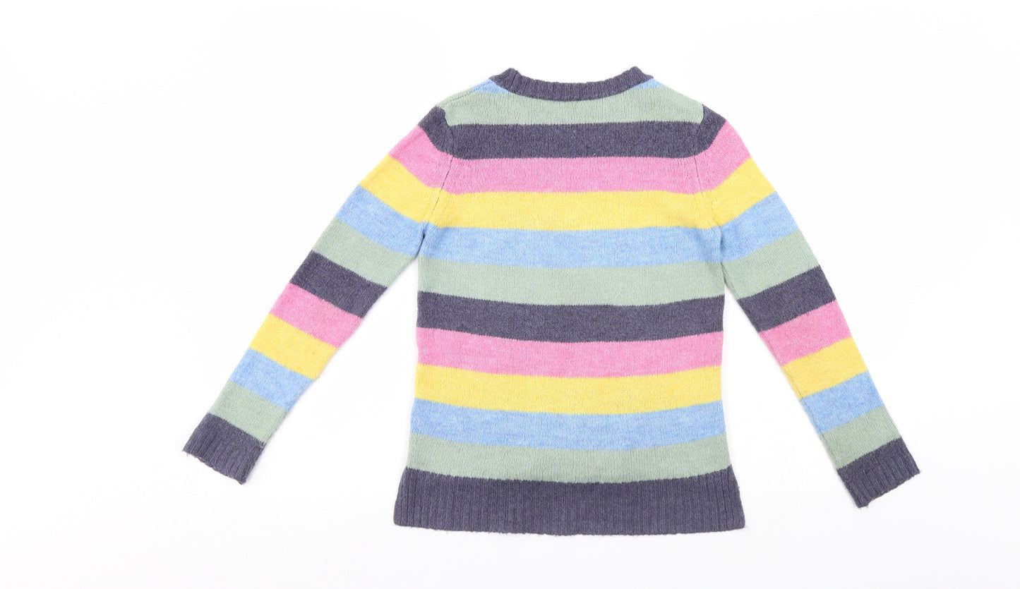 M&Co Girls Multicoloured Striped  Pullover Jumper Size 7-8 Years