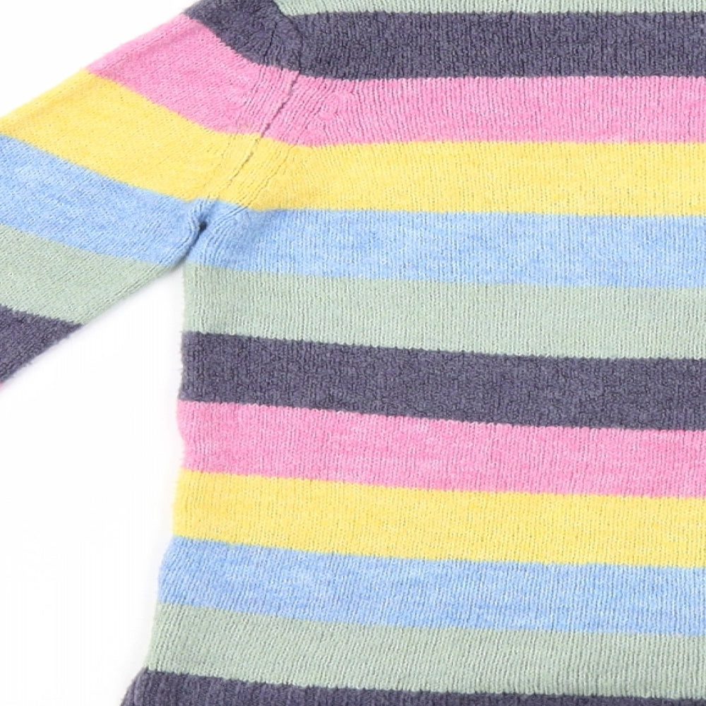 M&Co Girls Multicoloured Striped  Pullover Jumper Size 7-8 Years
