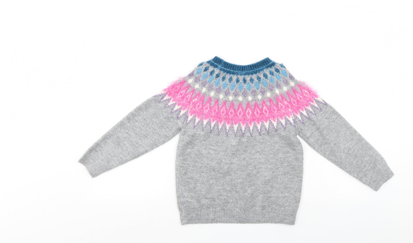 F&F Girls Multicoloured Argyle/Diamond  Pullover Jumper Size 7-8 Years